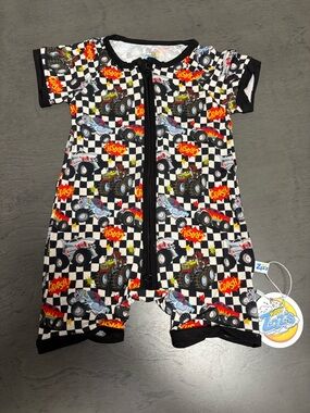 Happy Zzz’s Monster Truck Bamboo Shorty Zippy 6-12M NWT Romper